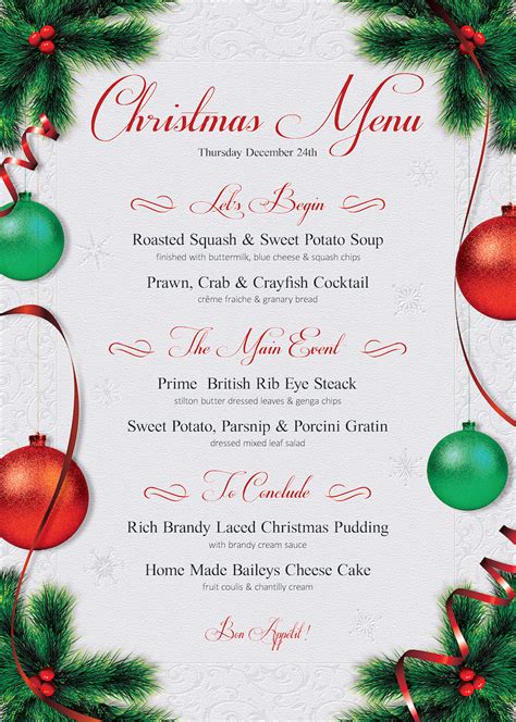 10 Free Christmas Menu Templates For Microsoft Word