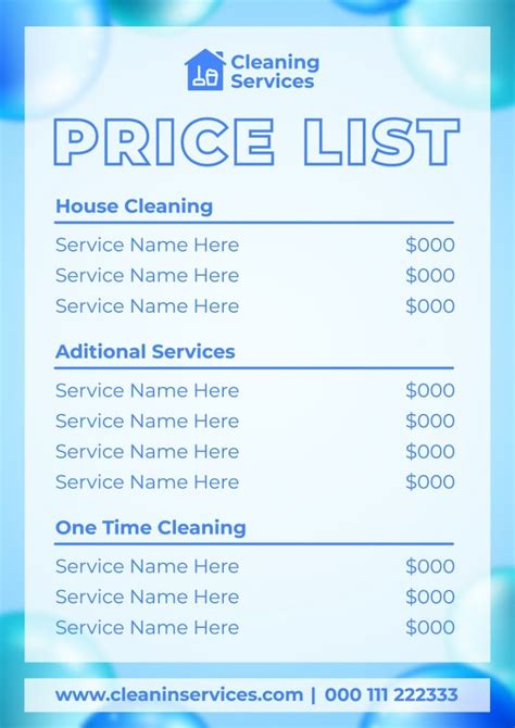 10 Free Cleaning Price List Templates To Boost Your Business