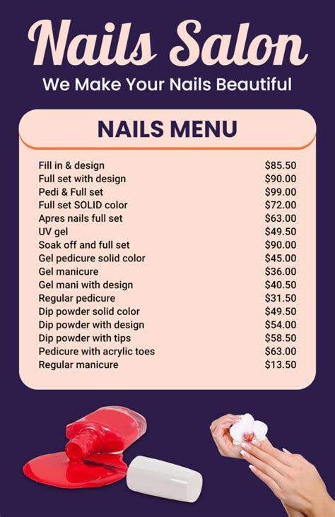 10 Free Nail Salon Menu Templates To Boost Sales