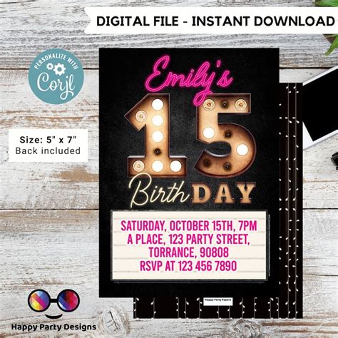 15th Birthday Invitation Templates Free Download