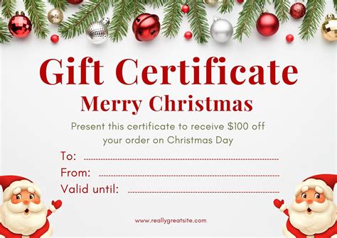 20 Free Christmas Gift Certificate Templates