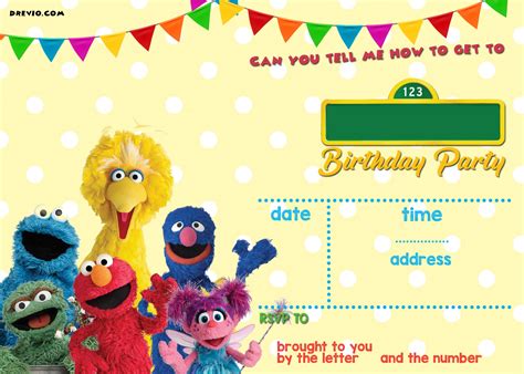 5 Blank Sesame Street Invitation Templates