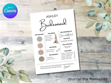 5 Bridesmaid Info Card Templates In Canva