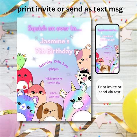 5 Cute Squishmallow Birthday Invitation Templates