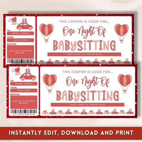 5 Date Night Babysitting Coupon Templates