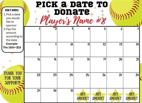 5 Easy Softball Calendar Fundraiser Templates Free