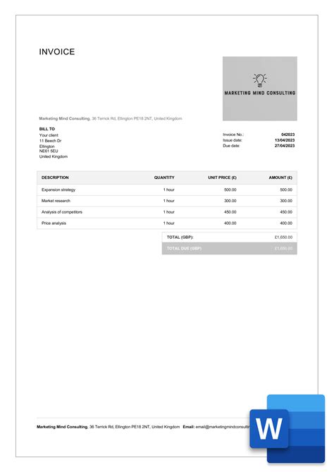 5 Essential Consulting Invoice Templates In Word