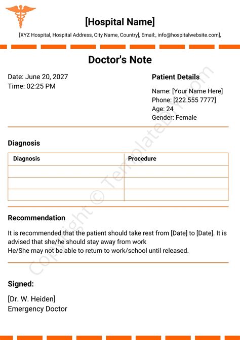 5 Essential Elements Of An Er Doctors Note Template