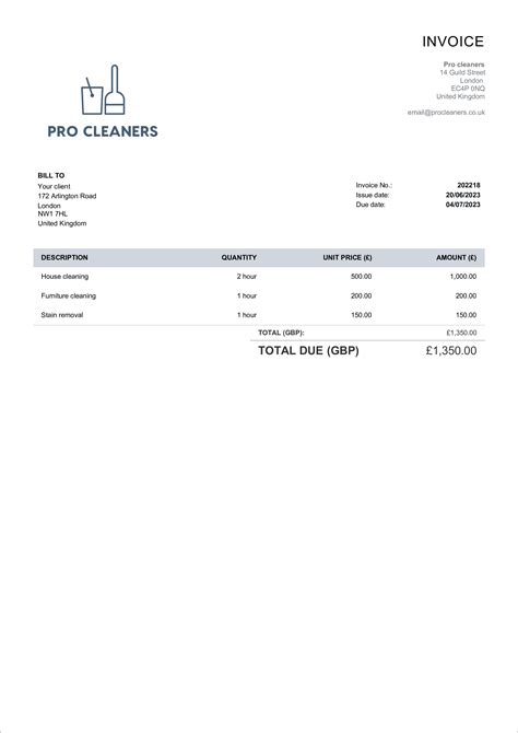 5 Essential Elements Of Office Cleaning Invoice Template