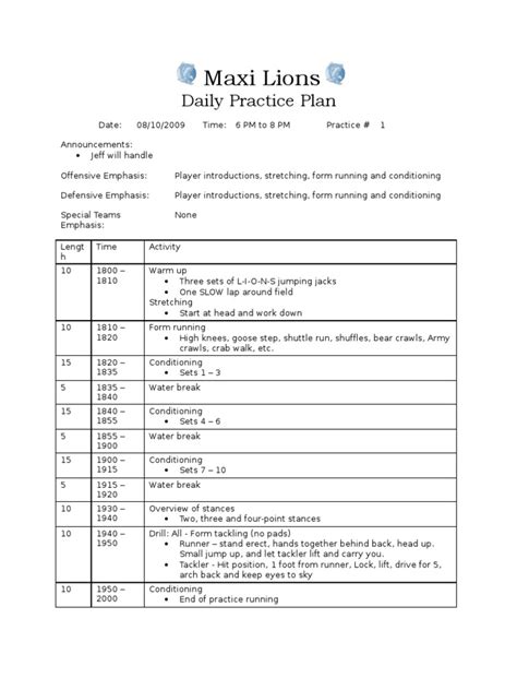 5 Essential Football Practice Plan Templates