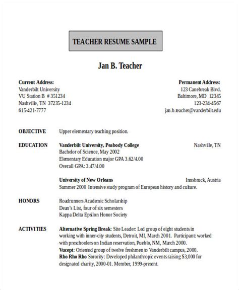 5 Essential Teacher Resume Templates In Word