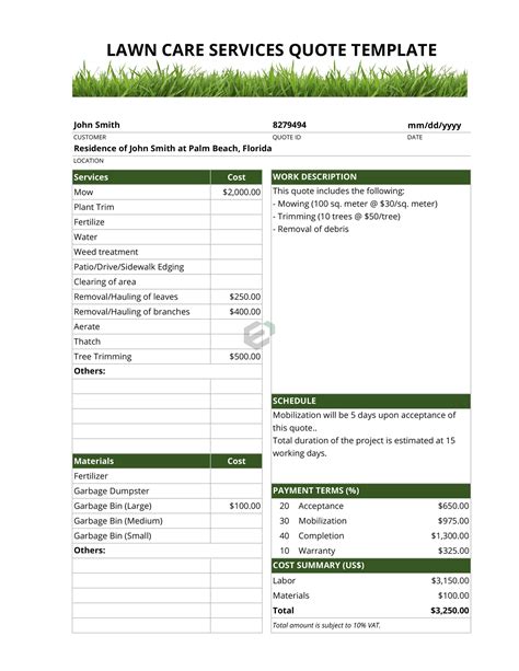 5 Essentials For A Lawn Care Quote Template