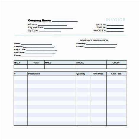 5 Essentials Of A Paintless Dent Repair Invoice Template