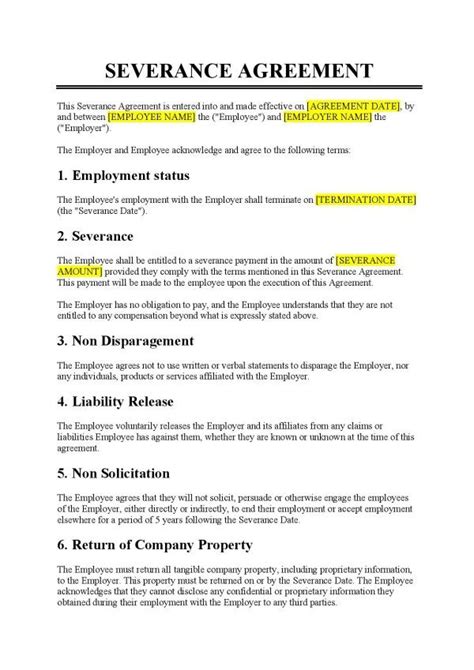 5 Essentials Of A Severance Agreement Template