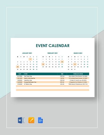 5 Event Calendar Templates In Word