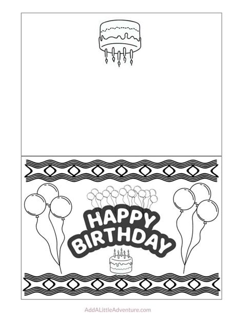 5 Foldable Birthday Card Templates To Color