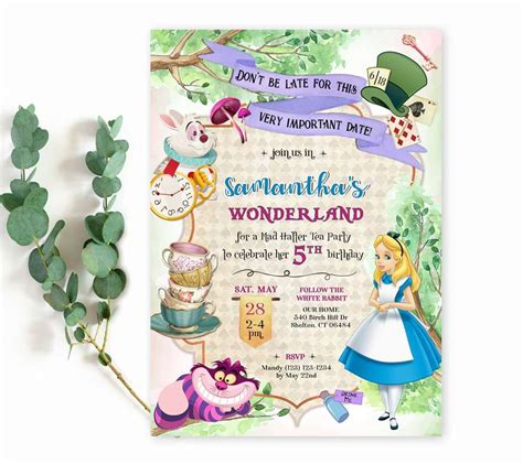 5 Free Alice In Wonderland Invitation Templates Download