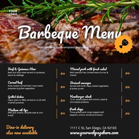 5 Free Bbq Menu Templates