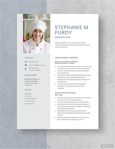 5 Free Chef Resume Templates In Microsoft Word