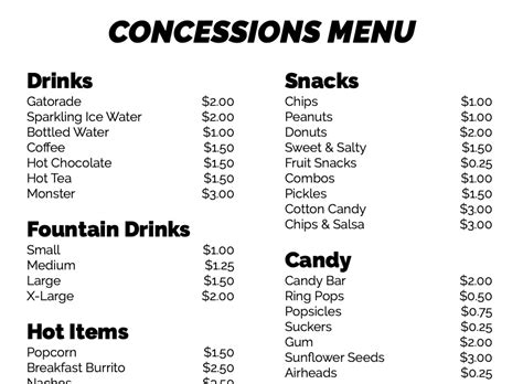 5 Free Concession Stand Menu Templates In Word