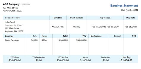 5 Free Contractor Pay Stub Templates