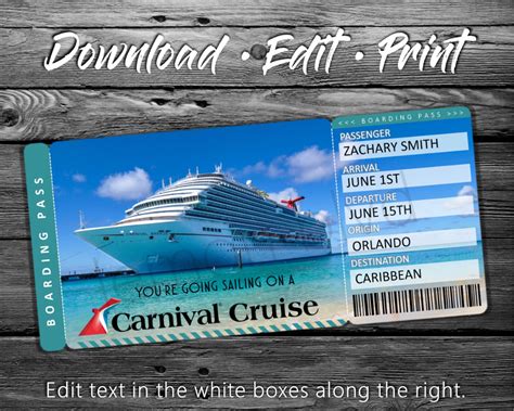 5 Free Cruise Ticket Templates To Print