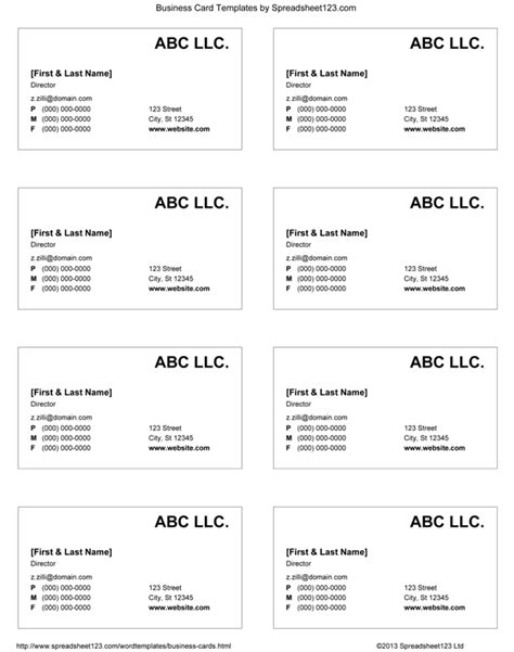 5 Free Editable Business Card Templates In Word