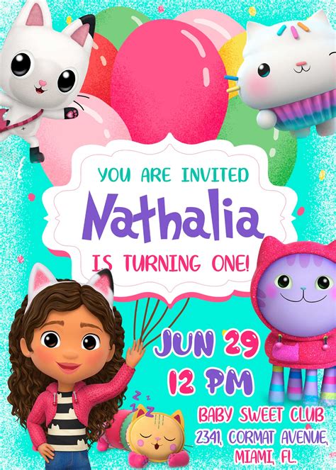 5 Free Gabby Dollhouse Birthday Invitation Templates