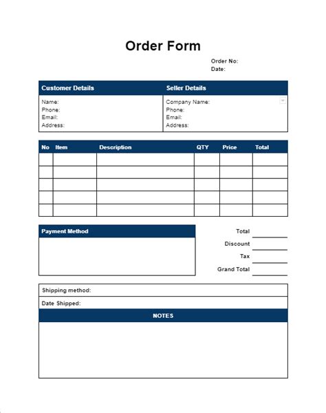 5 Free Google Docs Order Form Templates