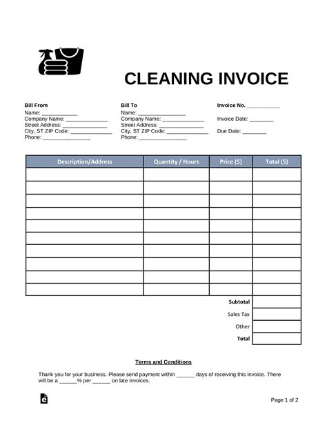 5 Free Invoice Templates For Cleaning Services