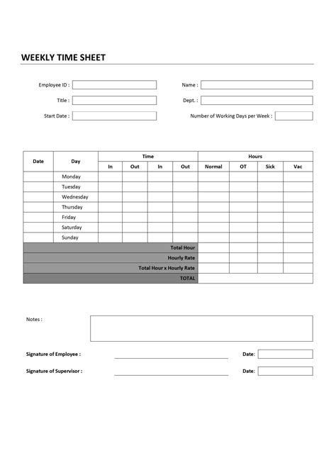 5 Free Printable Weekly Timesheet Templates In Word