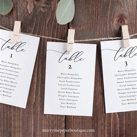 5 Free Seating Chart Cards Templates