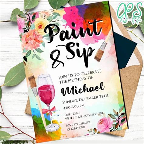 5 Free Sip And Paint Invitation Templates