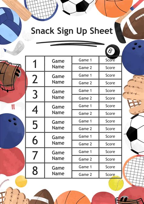 5 Free Snack Sign Up Sheet Templates