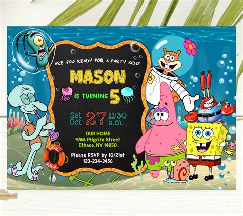 5 Free Spongebob Birthday Invitation Templates