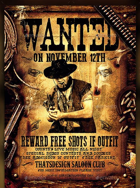 5 Free Western Wanted Poster Templates