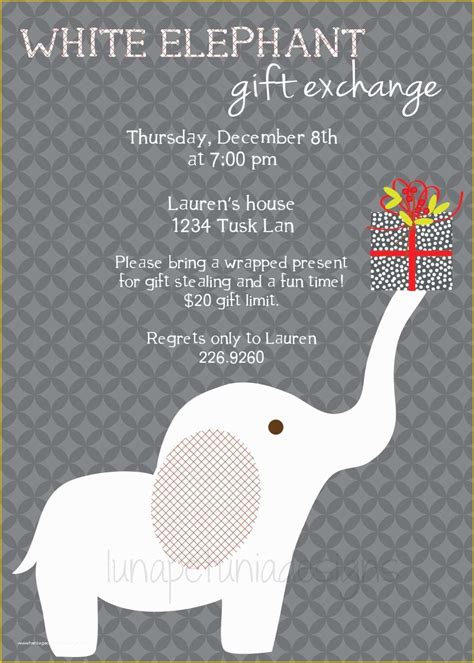 5 Free White Elephant Invitation Templates