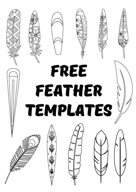 5 Large Feather Templates To Print And Use