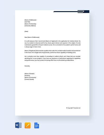 5 Letter Of Recommendation Templates On Google Doc