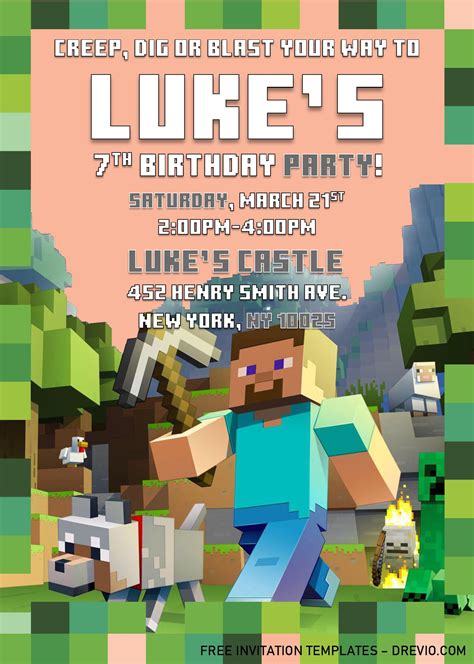 5 Minecraft Birthday Invitation Templates To Try