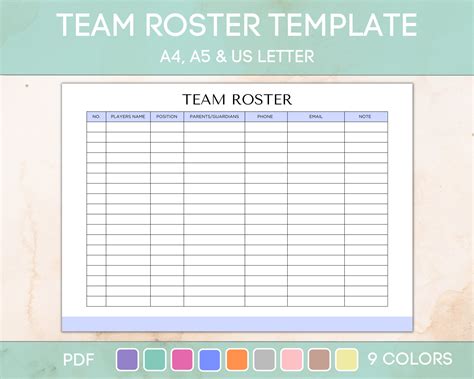 5 Team Roster Templates With Pictures