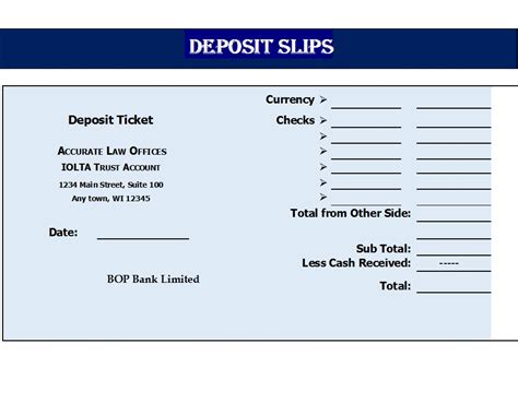 5 Ways To Create Deposit Slip Template Excel