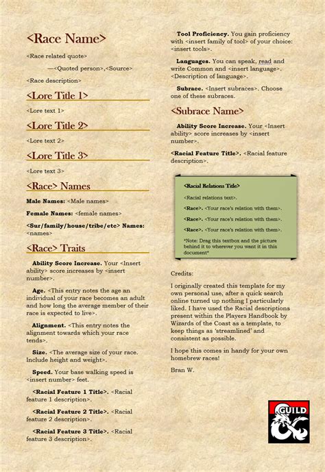 5 Ways To Create Dnd Homebrew Race Template