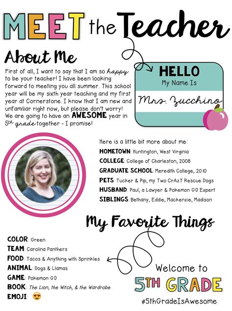 5 Ways To Introduce Yourself With Meet The Teacher Template