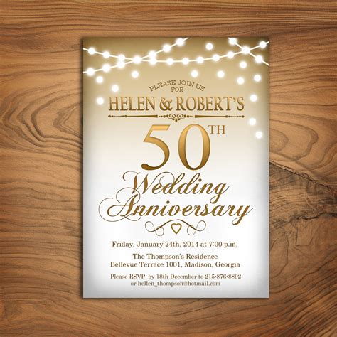 50th Wedding Anniversary Invitation Templates Designs