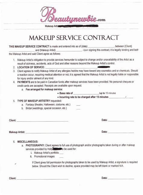 6 Essential Clauses For A Makeup Artist Contract