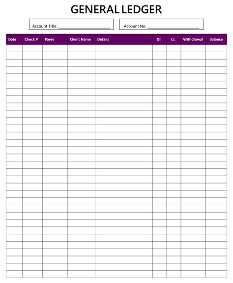 6 Free Printable Ledger Templates To Organize Finances