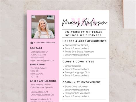 7 Cute Sorority Resume Templates To Copy