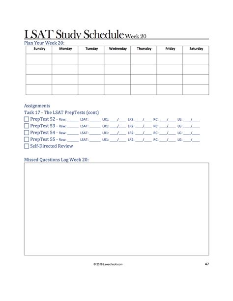 7-Day Lsat Study Schedule Template Blueprint