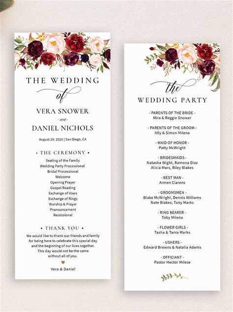 7 Digital Wedding Program Templates To Simplify Planning